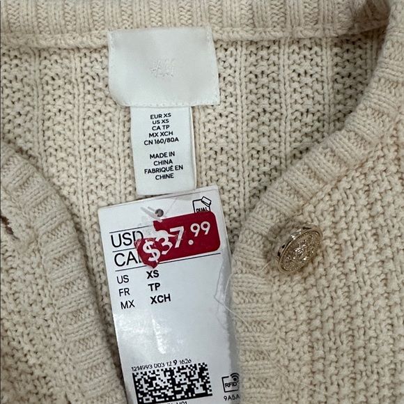 NWT: Cream Textured Button-Up Cardigan - Picture 3 of 3